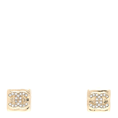 Chanel Metal Crystal Mini Square CC Earrings Gold 1 of 5