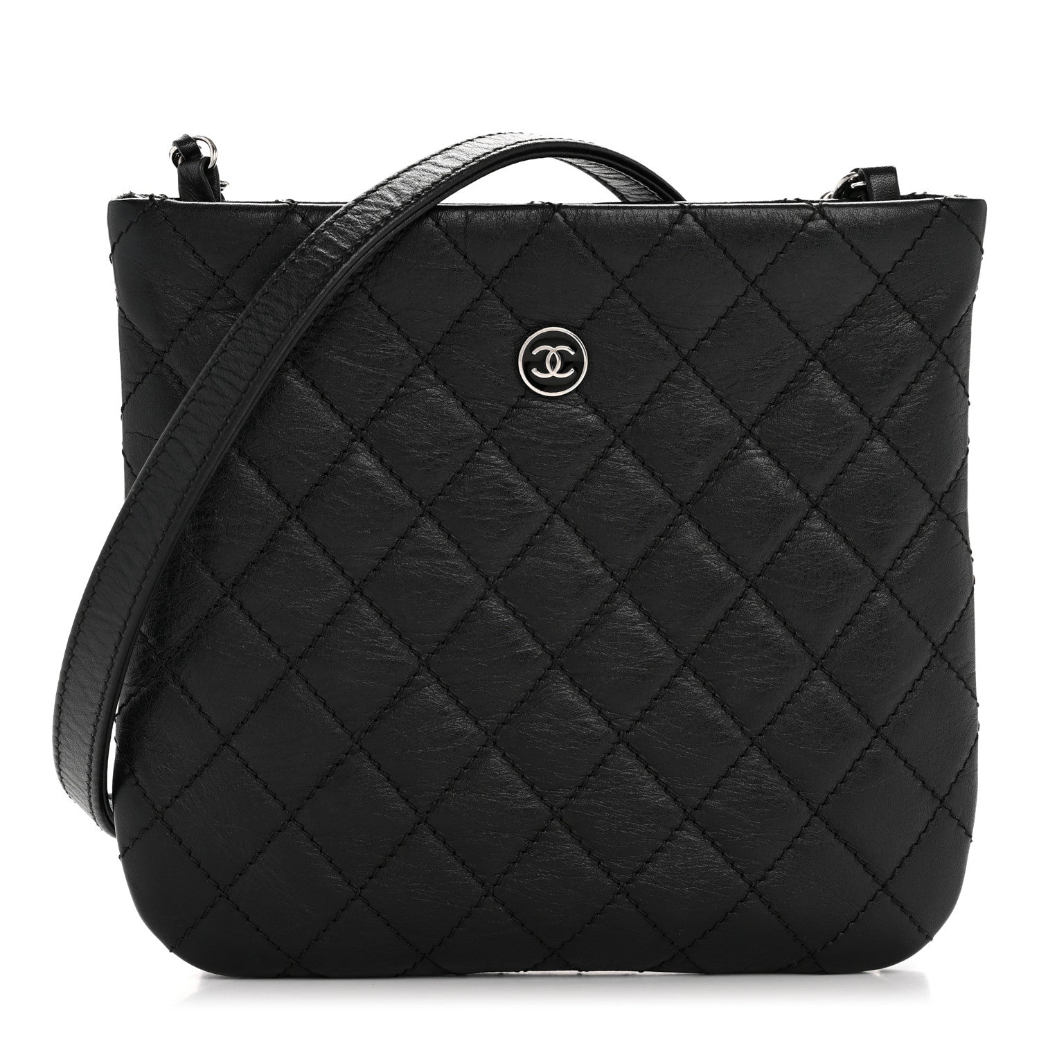 Chanel Aged Calfskin Quilted Crossbody Bag Black 1 of 14