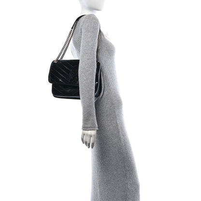 Saint Laurent Faux Patent Matelasse Monogram Medium Niki Chain Satchel Black 2 of 10