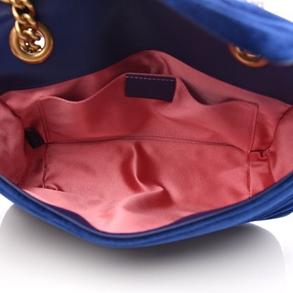 Gucci Velvet Matelasse Mini GG Marmont Shoulder Bag Cobalt Blue 5 of 10