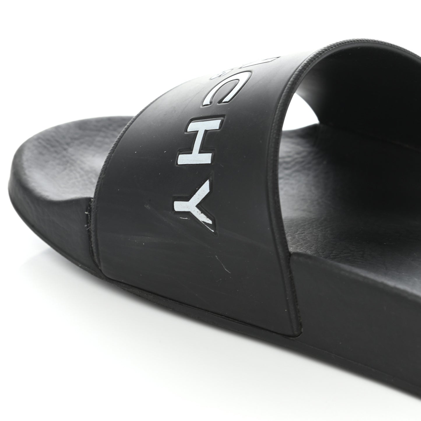 Rubber Logo Pool Slide Sandals 38 Black