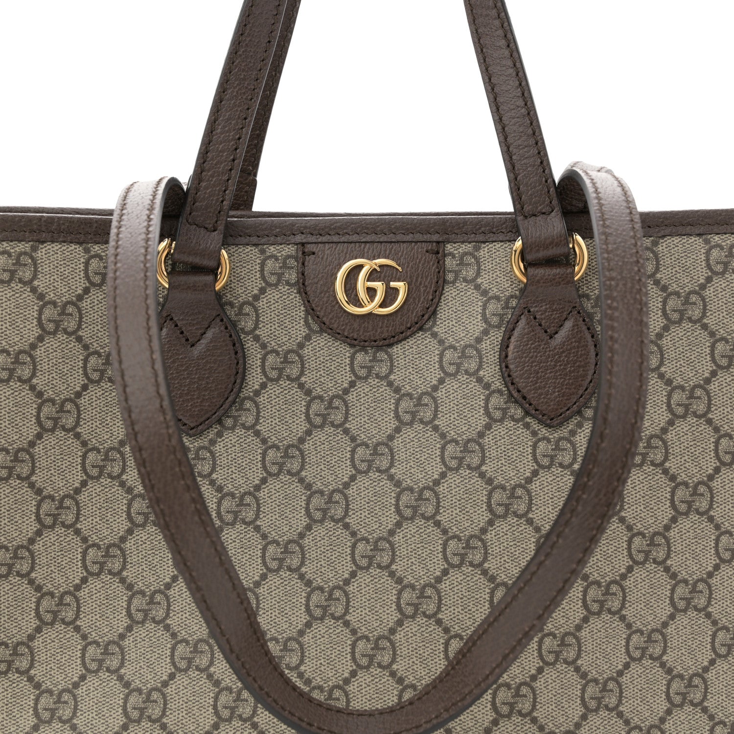 Gucci GG Supreme Monogram Textured Calfskin Small Ophidia Shoulder Tote Bag Beige Ebony New Acero 8 of 12