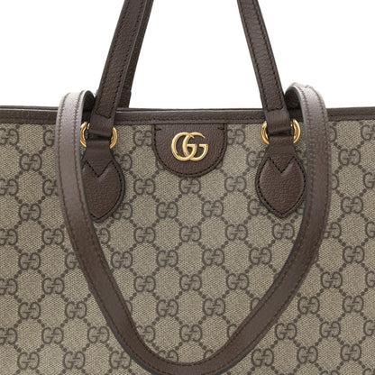Gucci GG Supreme Monogram Textured Calfskin Small Ophidia Shoulder Tote Bag Beige Ebony New Acero 8 of 12
