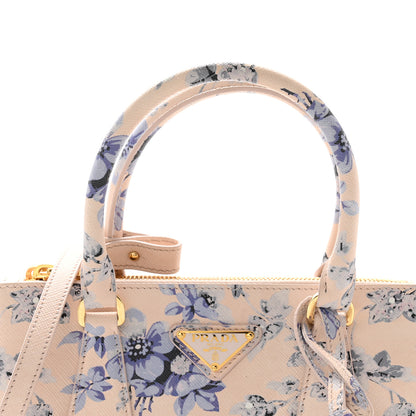 Prada Saffiano Lux Floral Print Small Galleria Double Zip Tote Periwinkle Blue 7 of 9