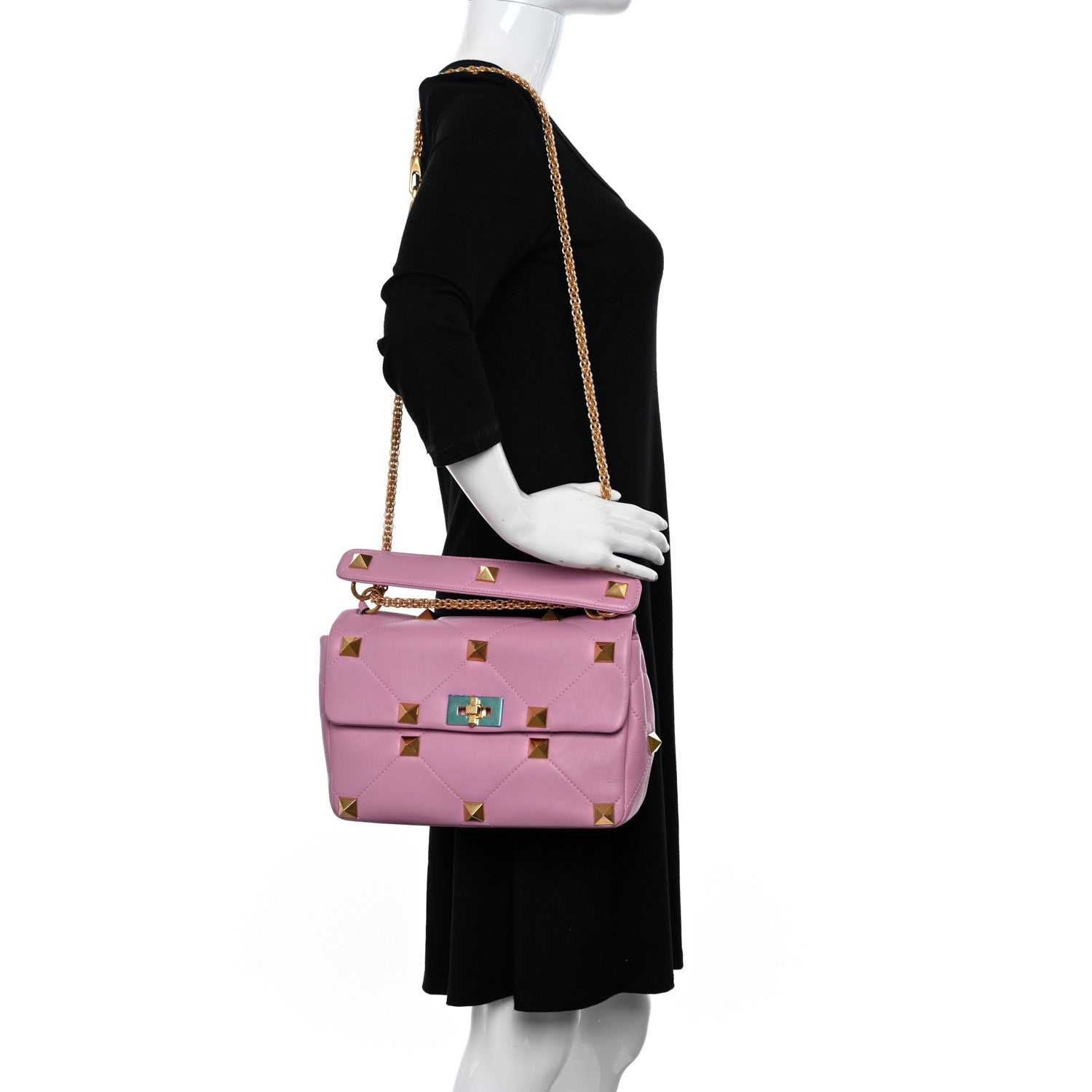 Valentino Garavani Nappa Large Roman Stud Shoulder Bag Giacinto 2 of 9