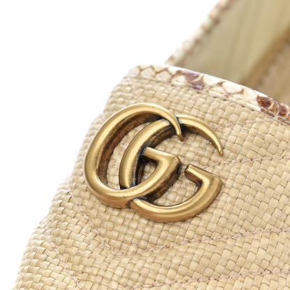 Gucci Straw Elaphe Matelasse GG Marmont Espadrilles 38 Natural Cream Brown 11 of 12