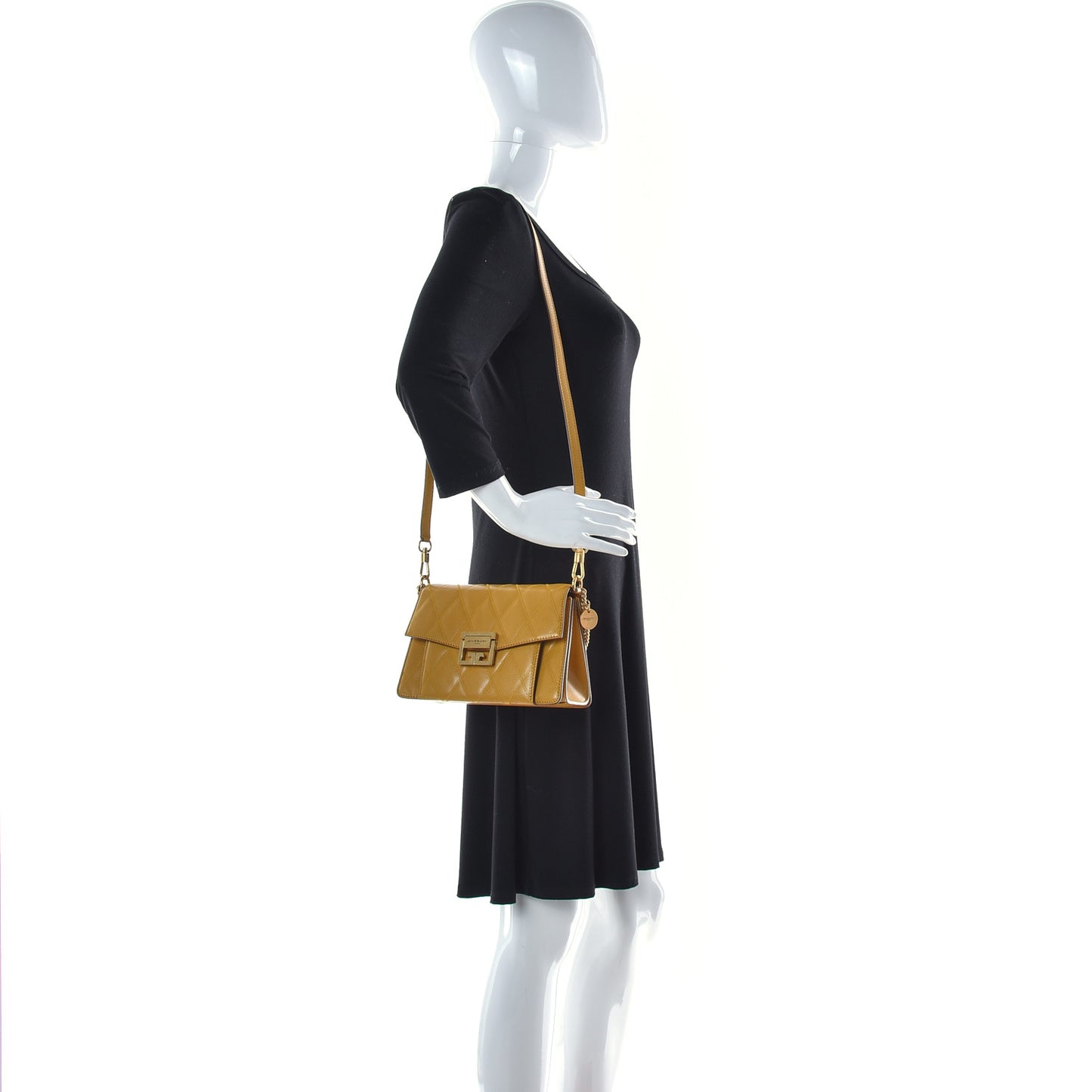 Goatskin Quilted Small GV3 Shoulder Bag Golden