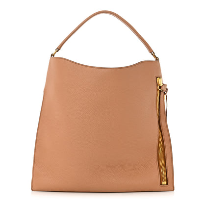 Tom Ford Pebbled Calfskin Large Alix Padlock Zip Hobo Bag Nude 1 of 11