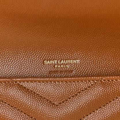 Saint Laurent Grain De Poudre Matelasse Chevron Monogram Cassandre Flap Pouch Natural Dark 5 of 8
