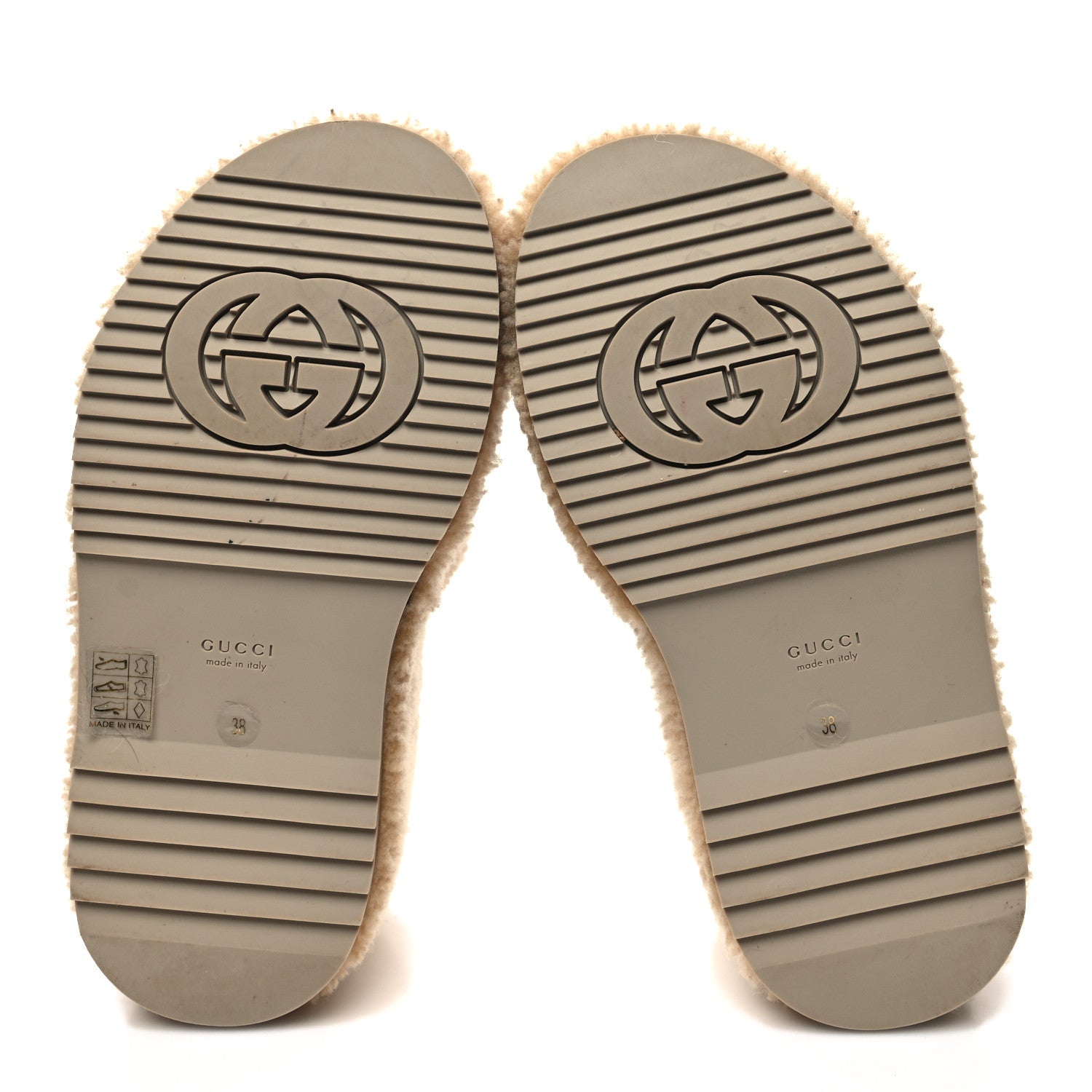 Gucci Shearling Interlocking G Womens Elea Platform Slide Wedge Sandals 38 Butterscotch Cocoa 5 of 8