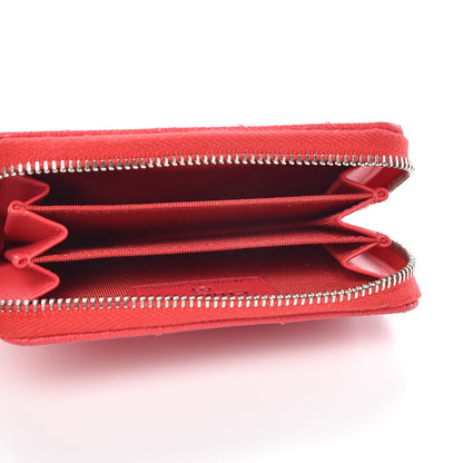 Chanel Caviar Chevron Quilted Zip Coin Purse Light Red 5 of 8