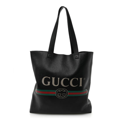 Gucci Calfskin Mens Logo Vertical Shopping Tote Black 1 of 12