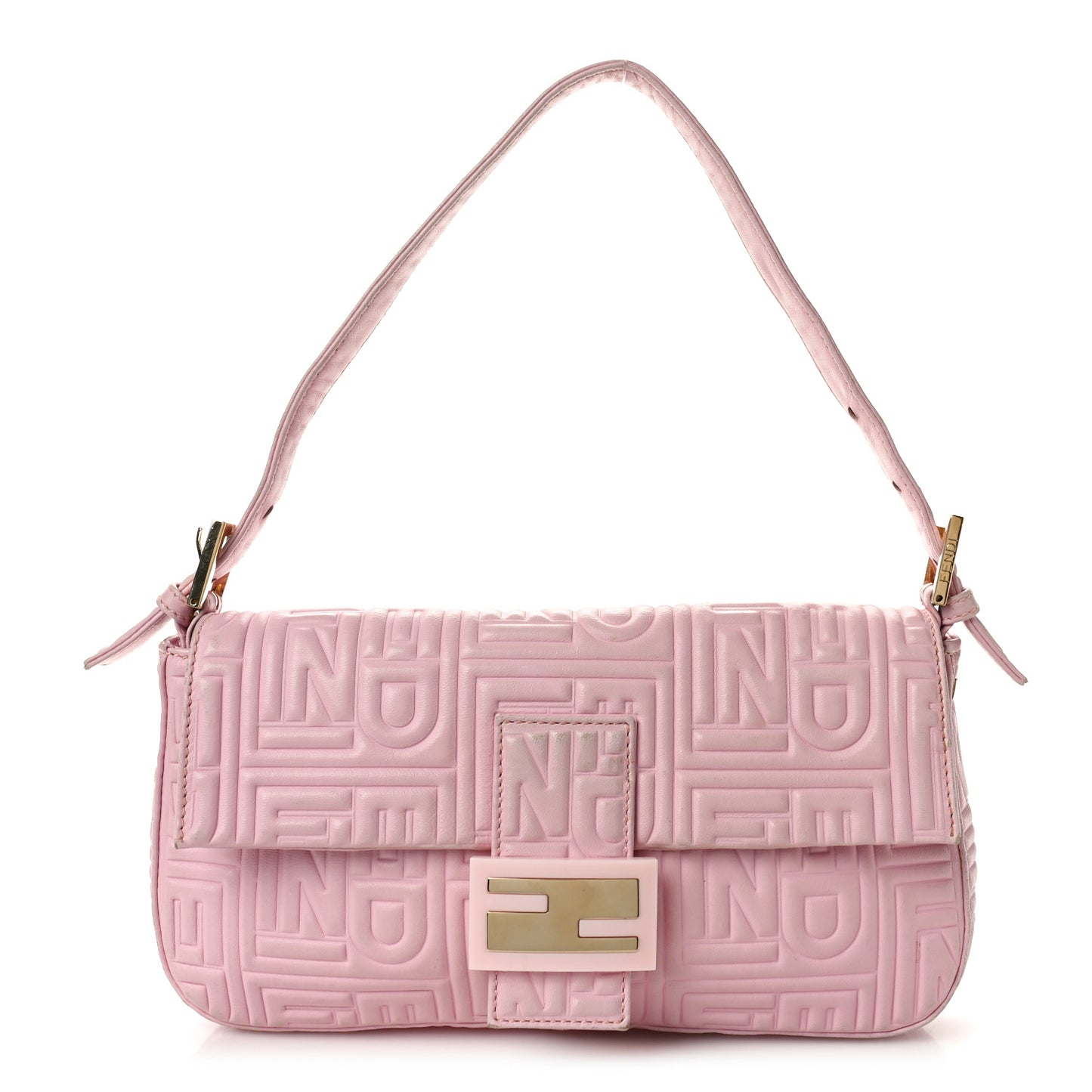Nappa Logo Embossed Baguette Pink