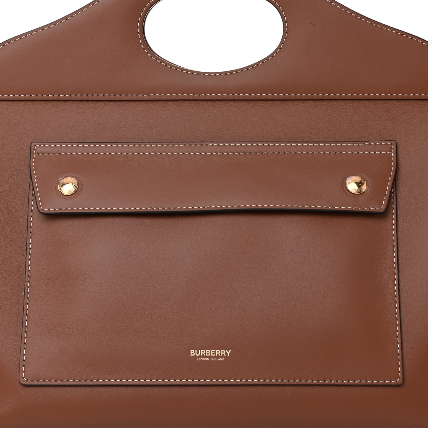 Soft Calfskin Small Pocket Tote Bag Tan