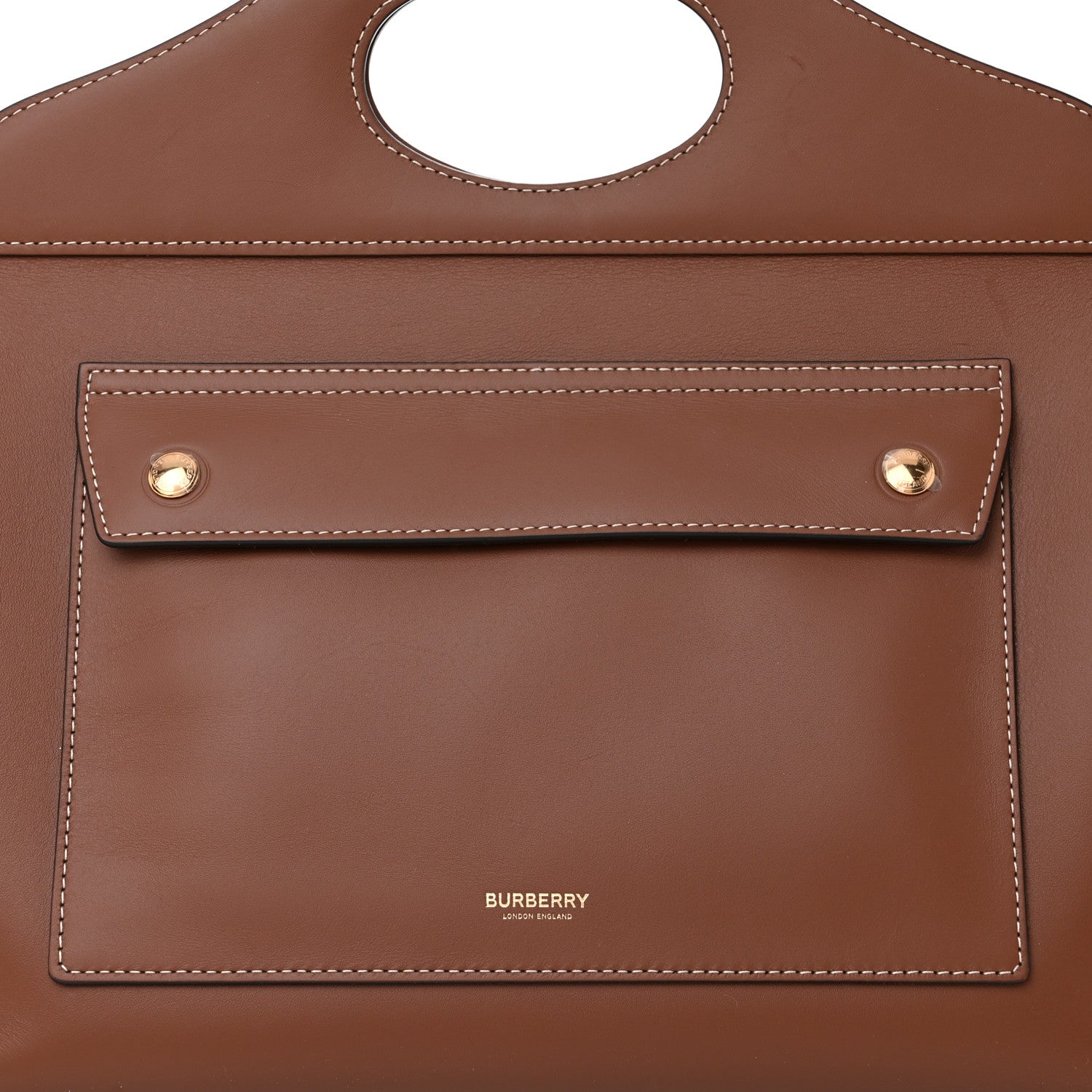 Burberry Soft Calfskin Small Pocket Tote Bag Tan 8 of 16