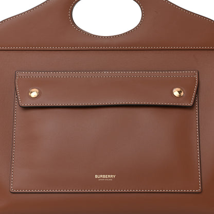 Burberry Soft Calfskin Small Pocket Tote Bag Tan 8 of 16