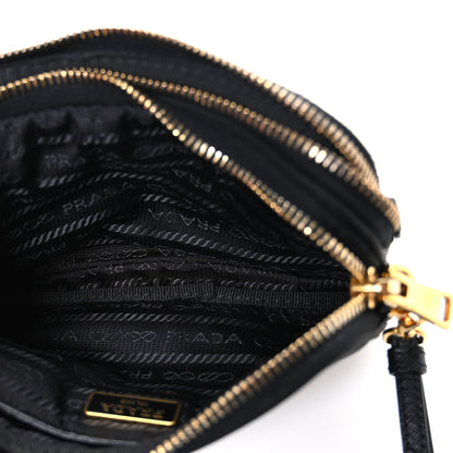 Prada Nylon Saffiano Triangle Mini Wristlet Pouch Black 5 of 7