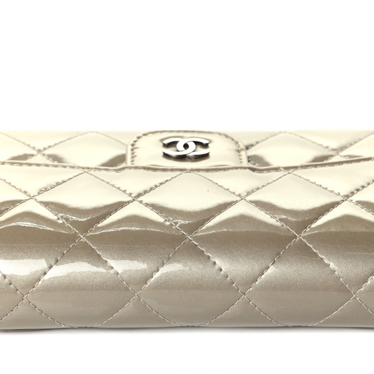 Chanel Patent Calfskin Quilted Large Flap Wallet Ivory 6 of 6
