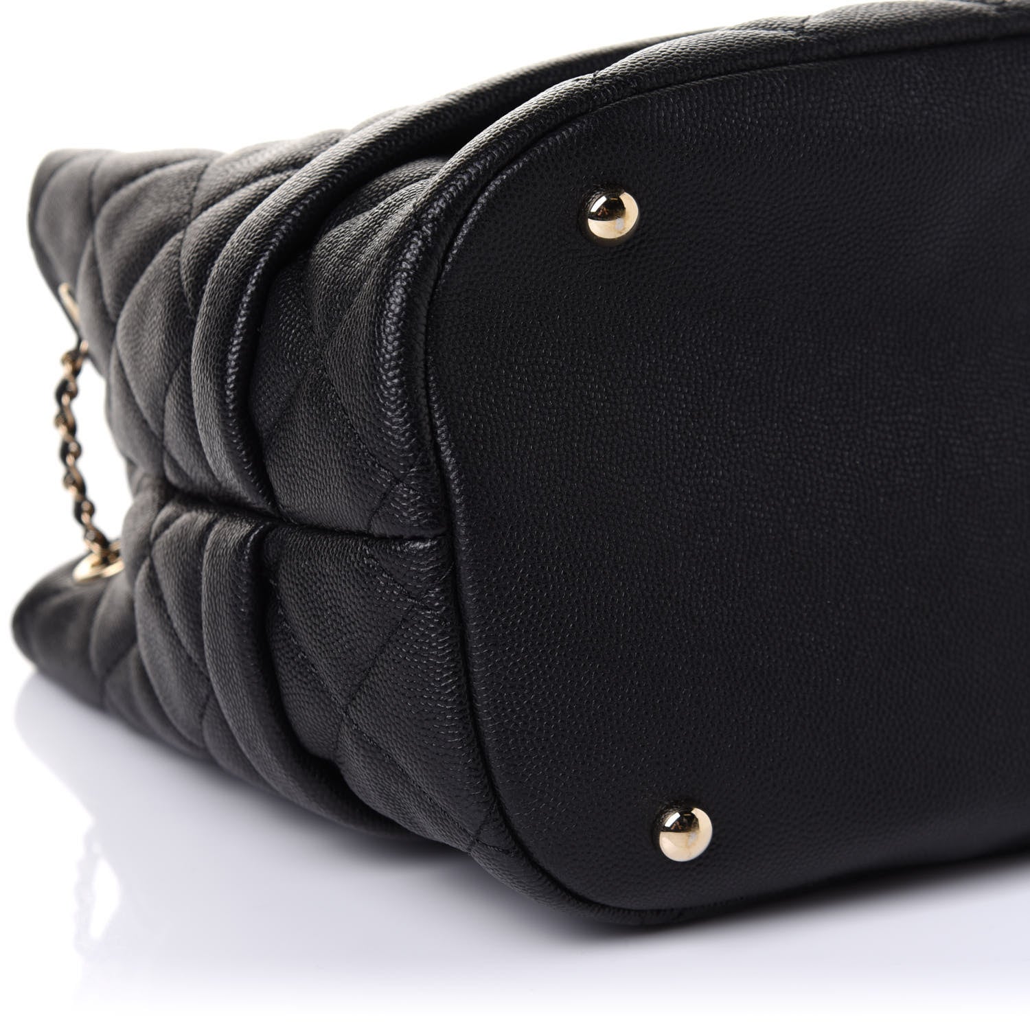 Chanel Caviar Quilted Rolled Up Bucket Drawstring Bag Black 9 of 12
