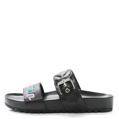 Louis Vuitton Calfskin New Wave Bom Dia Mule Sandals 37 Black 1 of 8