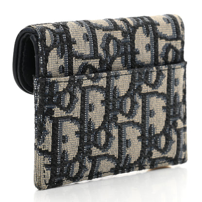 Christian Dior Oblique Saddle Card Holder Blue 3 of 10