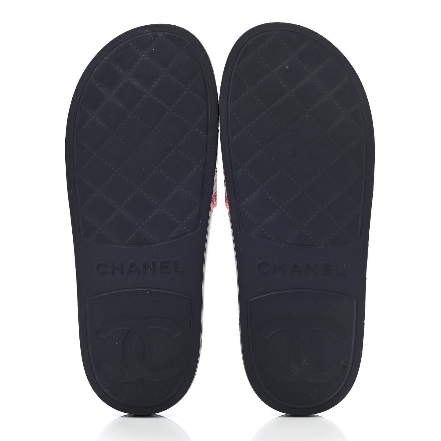 Rubber CC Flat Slide Sandals 37 Pink Red