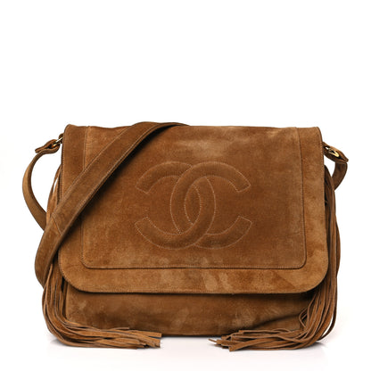 Chanel Suede CC Fringe Messenger Flap Bag Brown 1 of 9