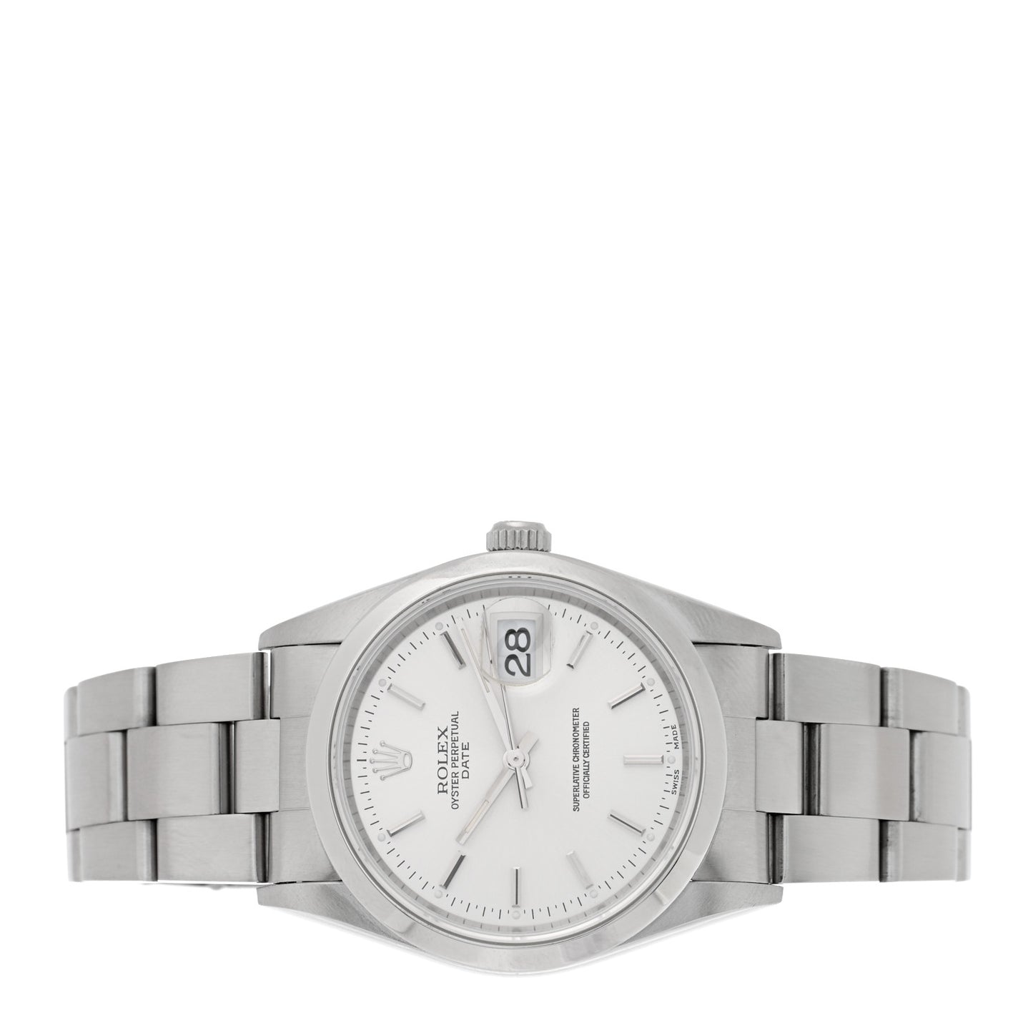 Stainless Steel 34mm Oyster Perpertual Date Watch Silver 15200