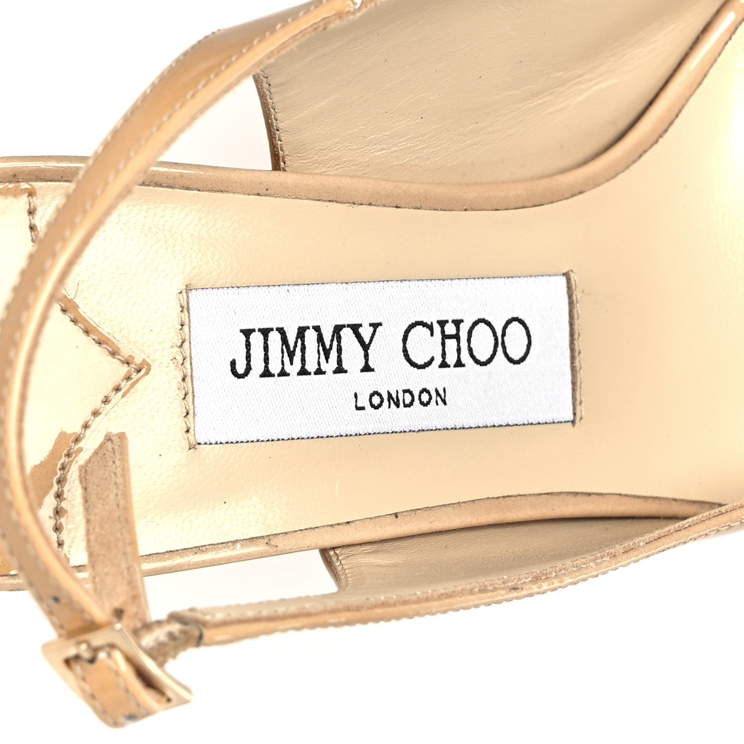 Jimmy Choo Patent Nova 100 Slingback Peep Toe Pumps 36 Beige 7 of 8