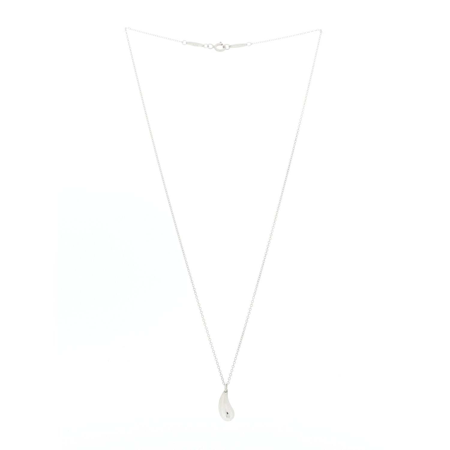 Tiffany Sterling Silver 12mm Elsa Peretti Teardrop Pendant Necklace 3 of 6