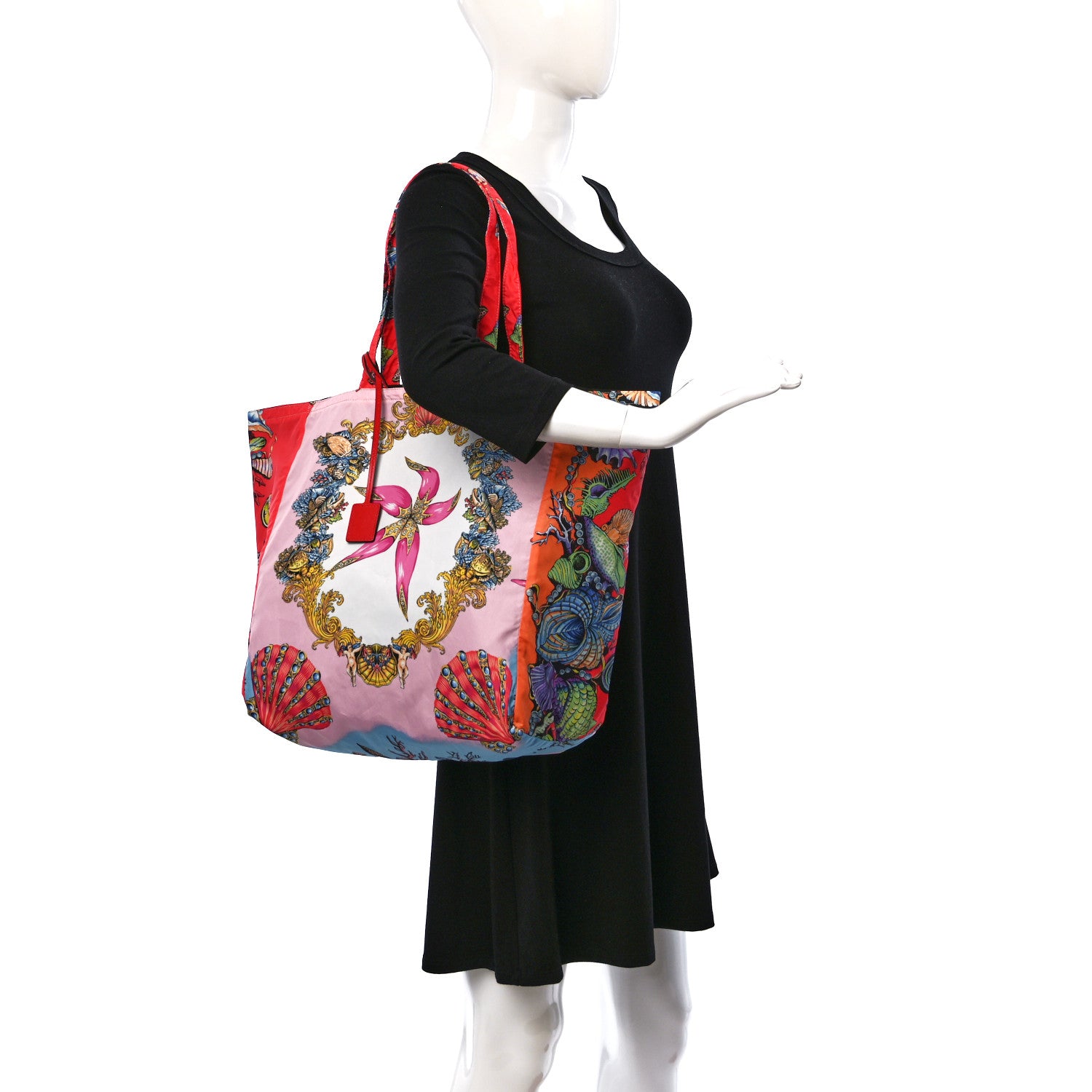 Versace Nylon Tresor De La Mer Print Shopper Tote White Multicolor 2 of 9