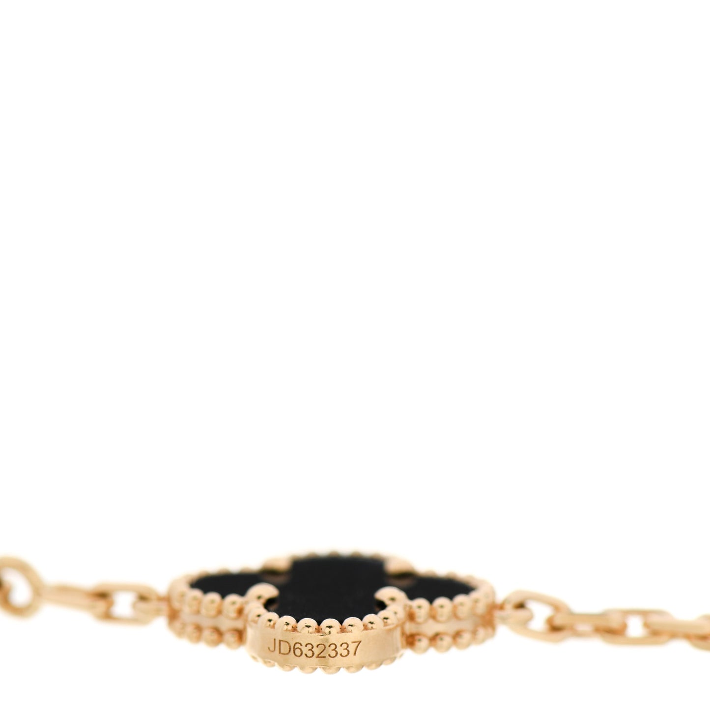 18K Yellow Gold Black Onyx 5 Motifs Vintage Alhambra Bracelet