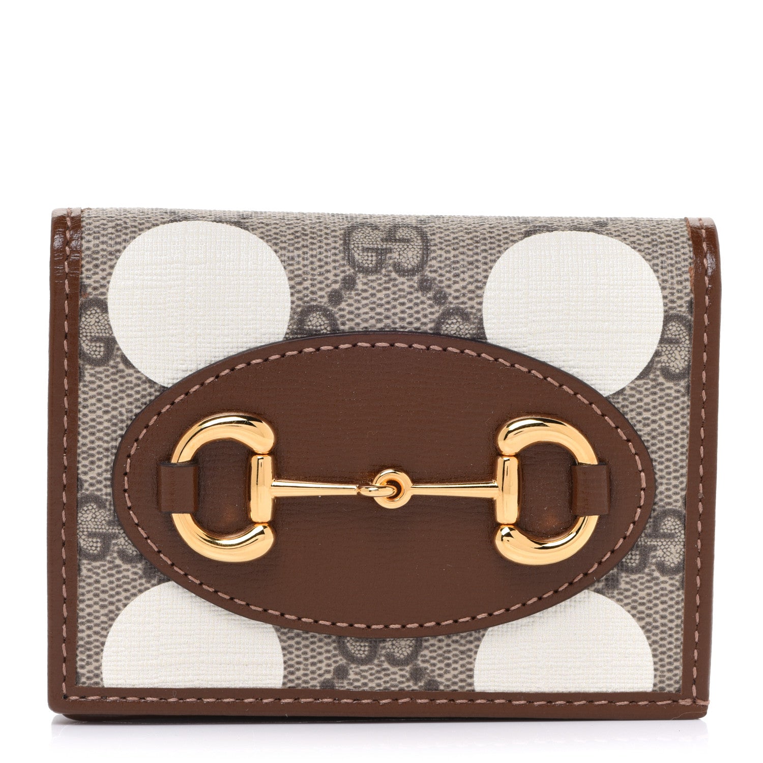 Gucci GG Supreme Monogram Geometric Horsebit 1955 Card Case Wallet Beige Brown Sugar Multicolor 1 of 8