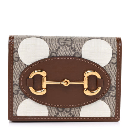 Gucci GG Supreme Monogram Geometric Horsebit 1955 Card Case Wallet Beige Brown Sugar Multicolor 1 of 8