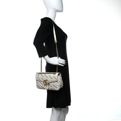 Gucci X BALENCIAGA Calfskin Matelasse Logo Print Small GG Marmont Shoulder Bag White 2 of 10