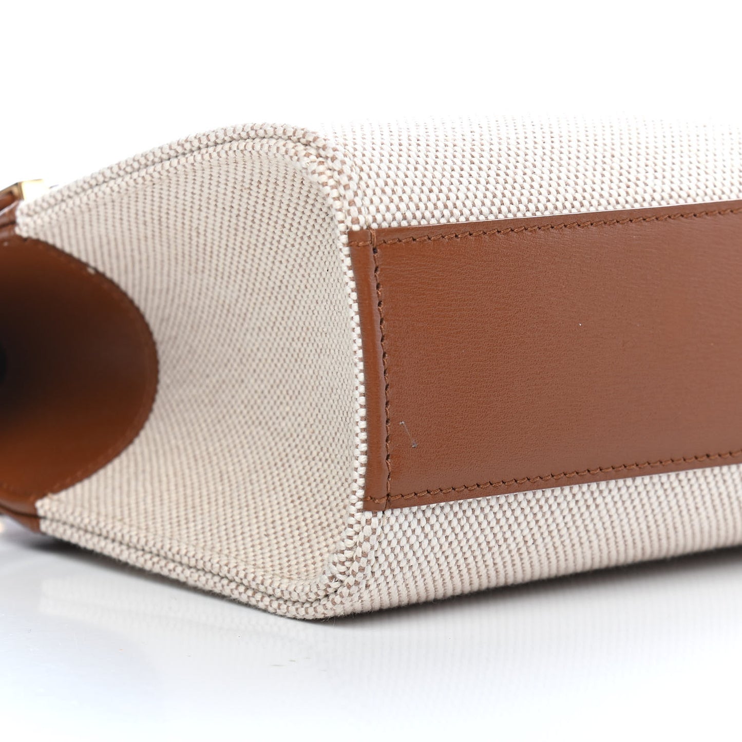 Canvas Calfskin Manhattan Shoulder Bag Natural Beige Brick