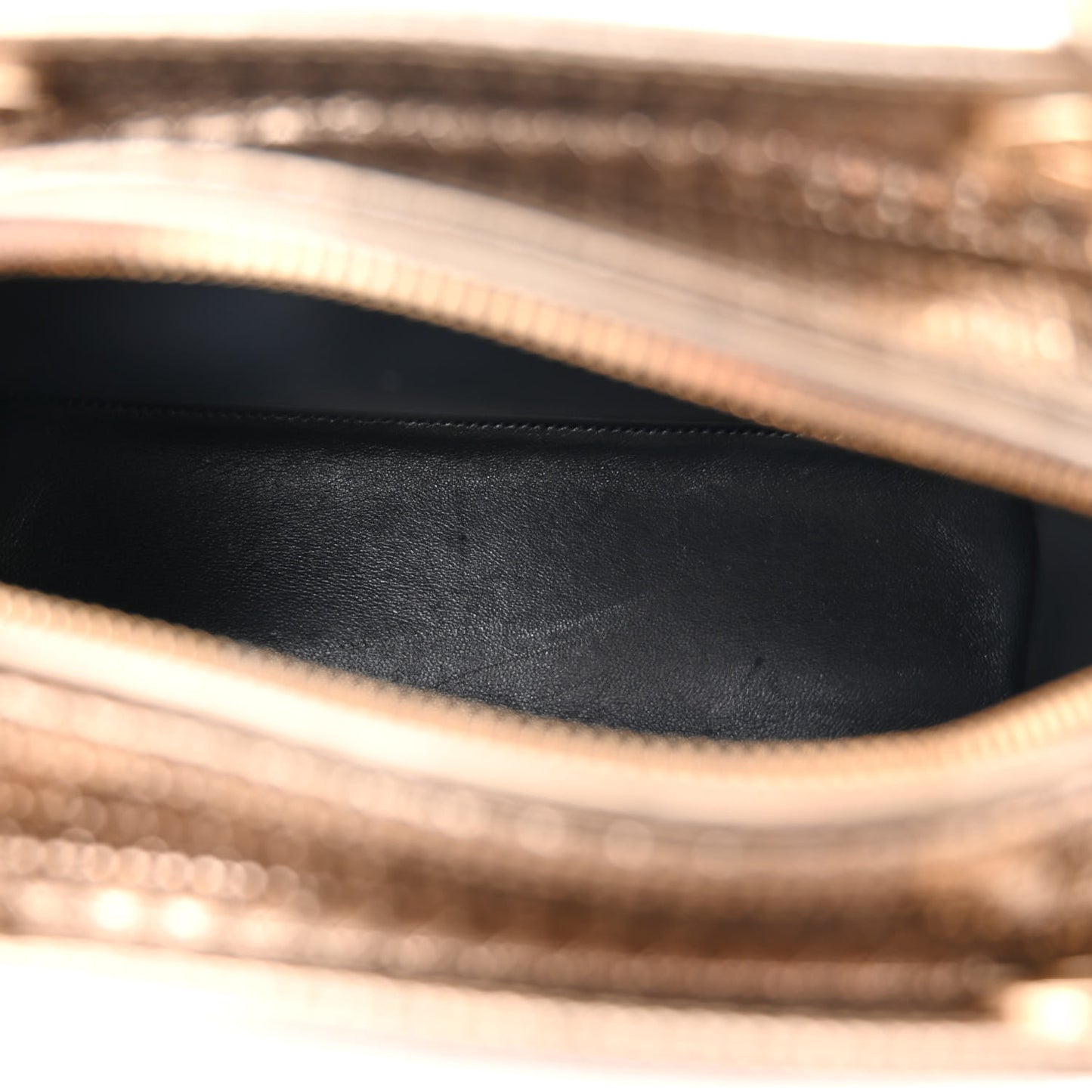 CHRISTIAN DIOR Metallic Patent Micro-Cannage Medium Lady Dior