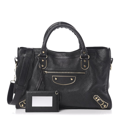 Balenciaga Chevre Gold Metallic Edge Hardware City Black 1 of 9
