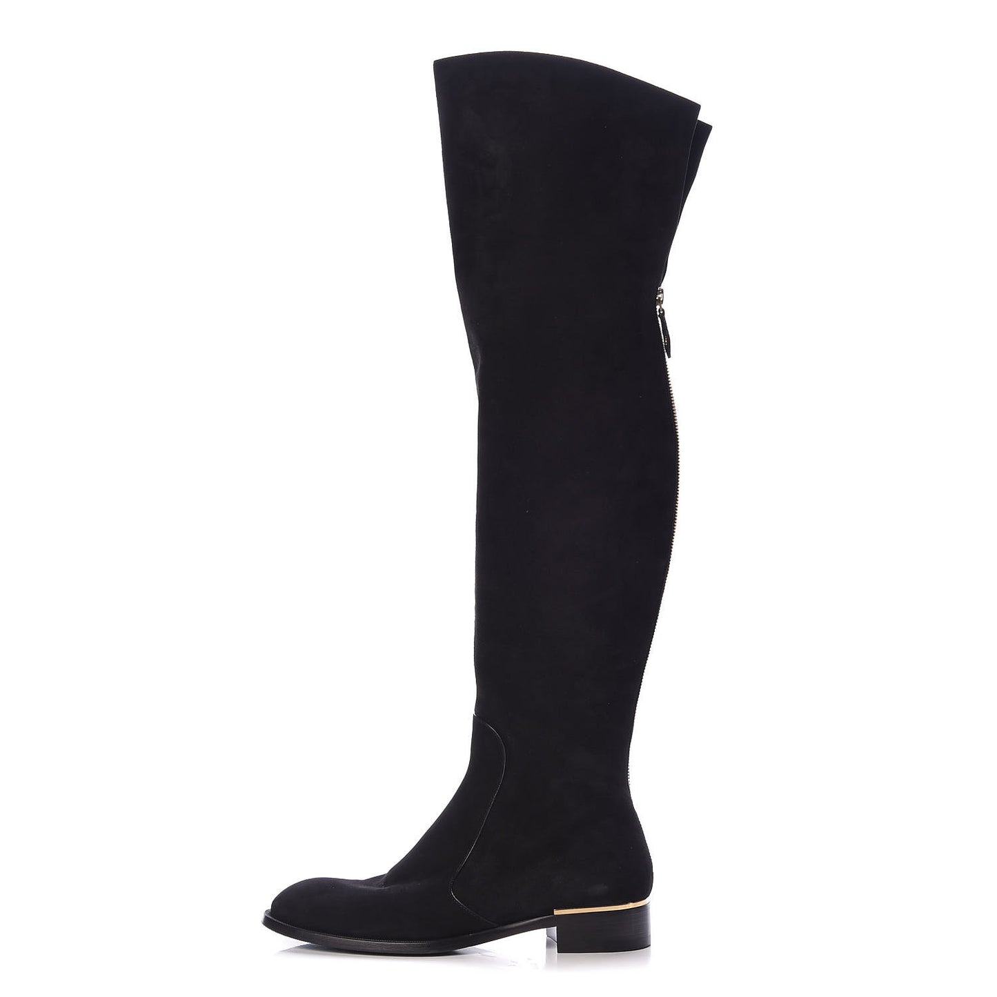 Suede Skyline Thigh High Flat Boots 39 Black