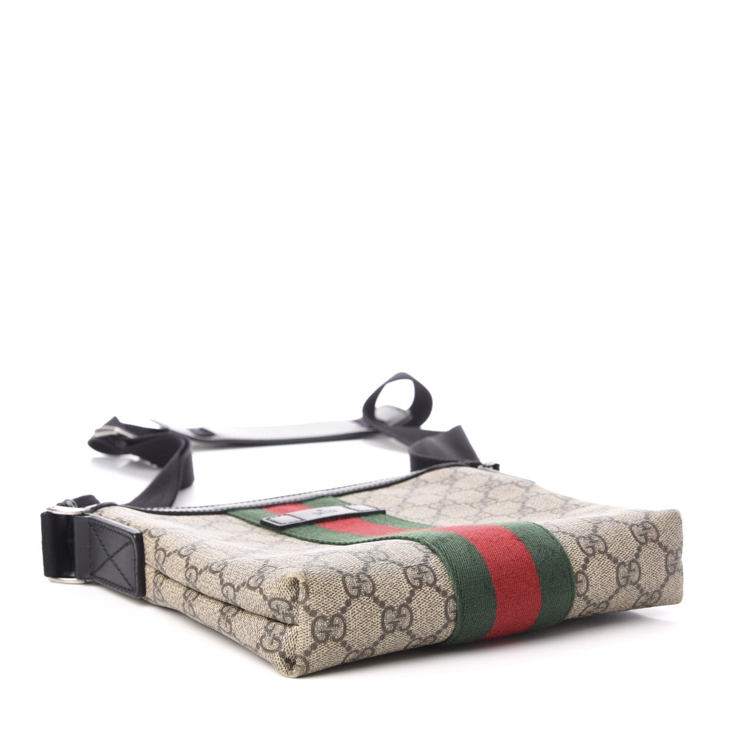 Gucci GG Supreme Monogram Web Messenger Bag Black 4 of 17