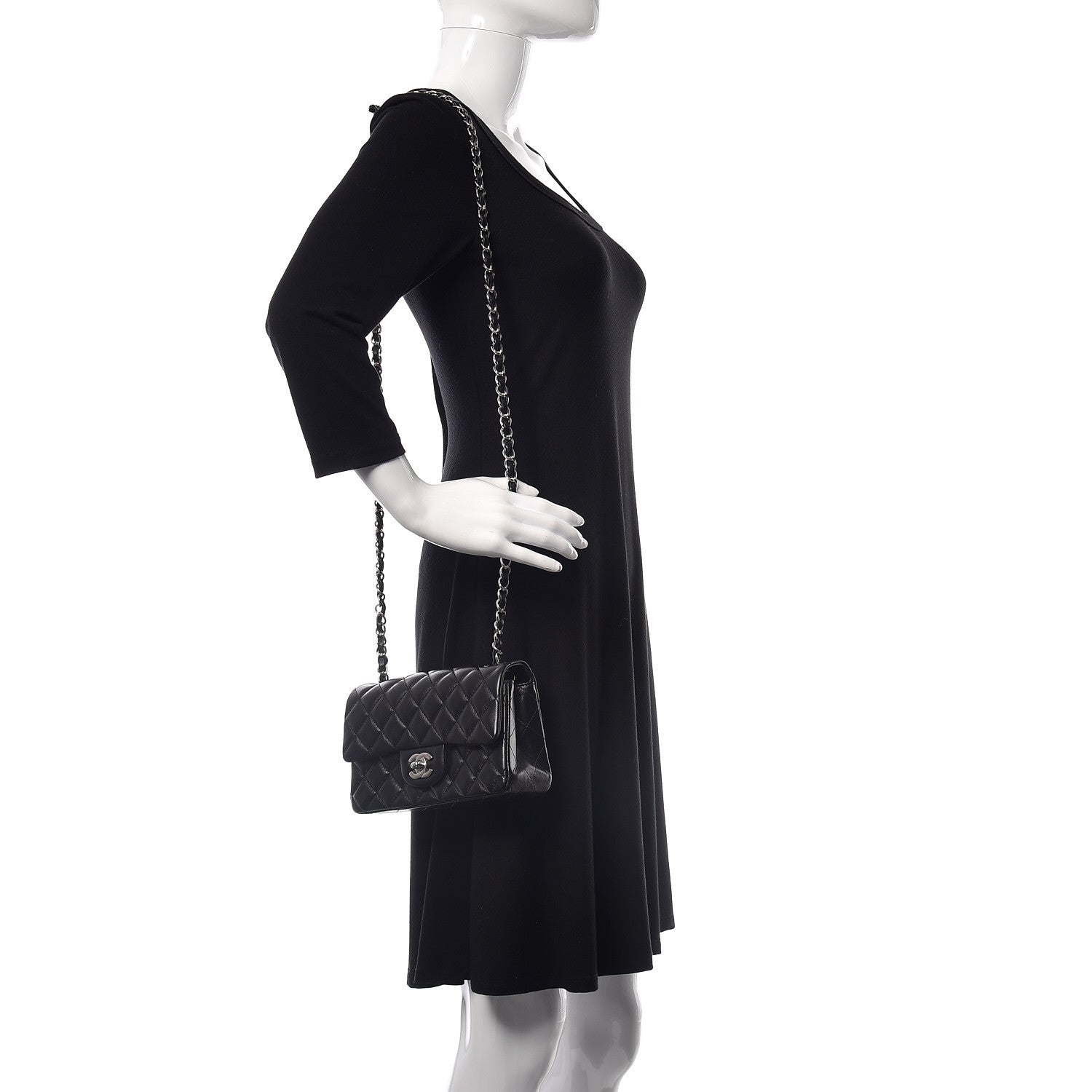 Chanel Lambskin Quilted Mini Rectangular Flap Black 2 of 10