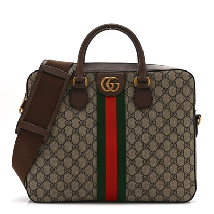 Gucci GG Supreme Monogram Textured Calfskin Web Medium Ophidia Briefcase Beige Ebony New Acero 1 of 11