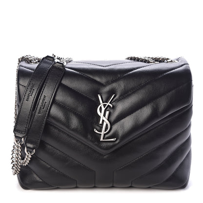 Saint Laurent Calfskin Y Quilted Monogram Small Loulou Chain Satchel Black 1 of 10