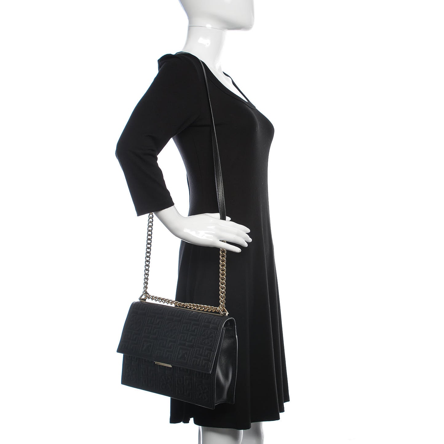 Nappa Ricamo Quilted The Greek Shoulder Bag Black