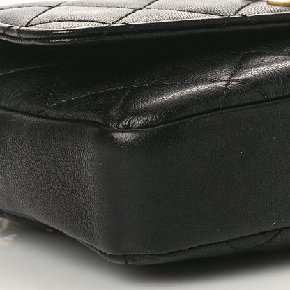 Chanel Lambskin Quilted Camellia Flower Waist Flap Black 10 of 11