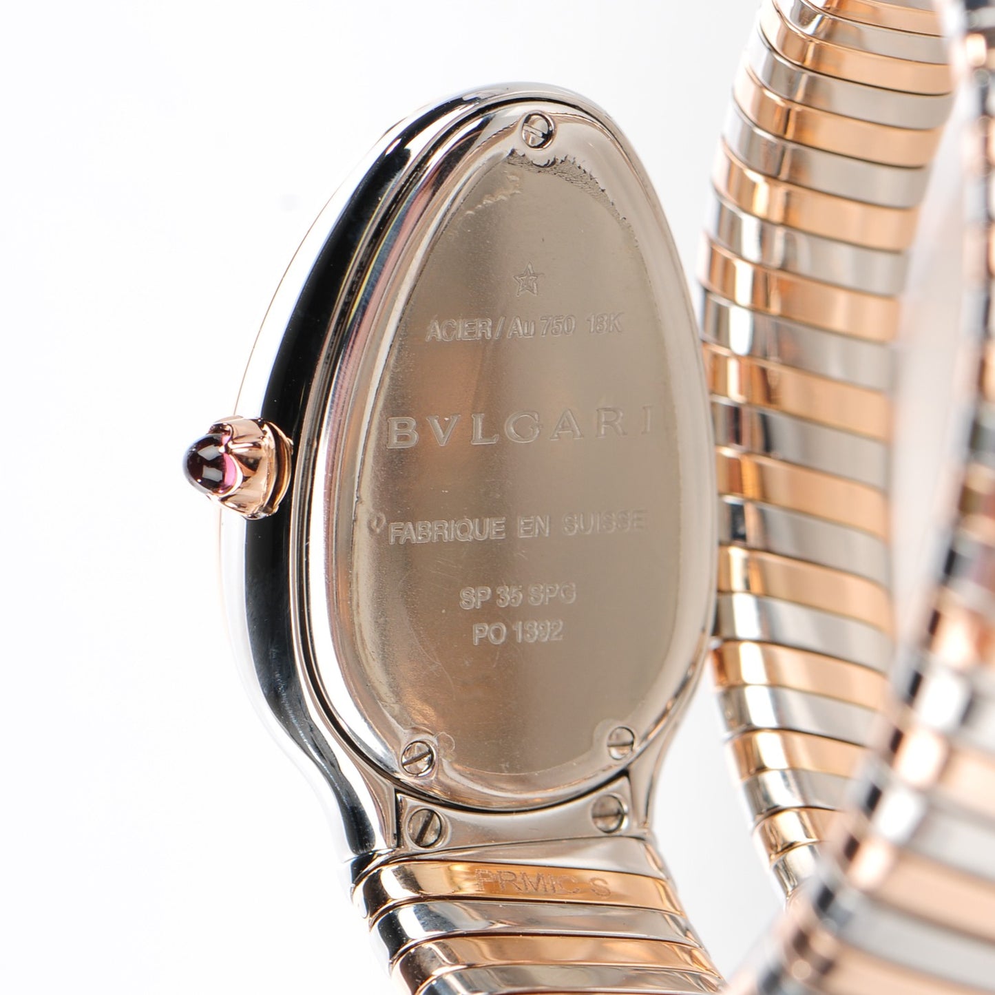 Stainless Steel 18K Rose Gold Diamond Bezel 35mm Serpenti Tubogas Quartz Watch Black