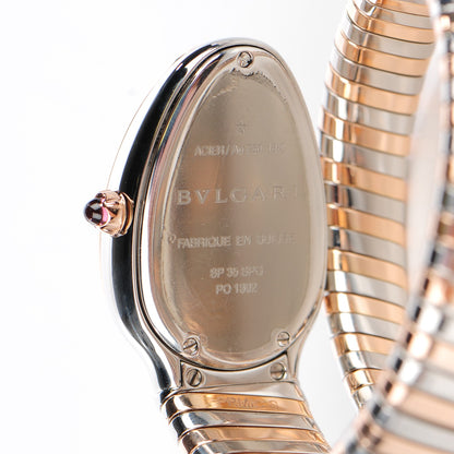 Bulgari Stainless Steel 18K Rose Gold Diamond Bezel 35mm Serpenti Tubogas Quartz Watch Black 5 of 6