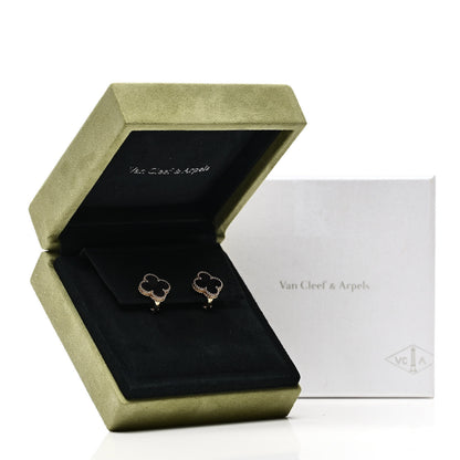 Van Cleef & Arpels 18K Yellow Gold Black Onyx Vintage Alhambra Earrings 5 of 5