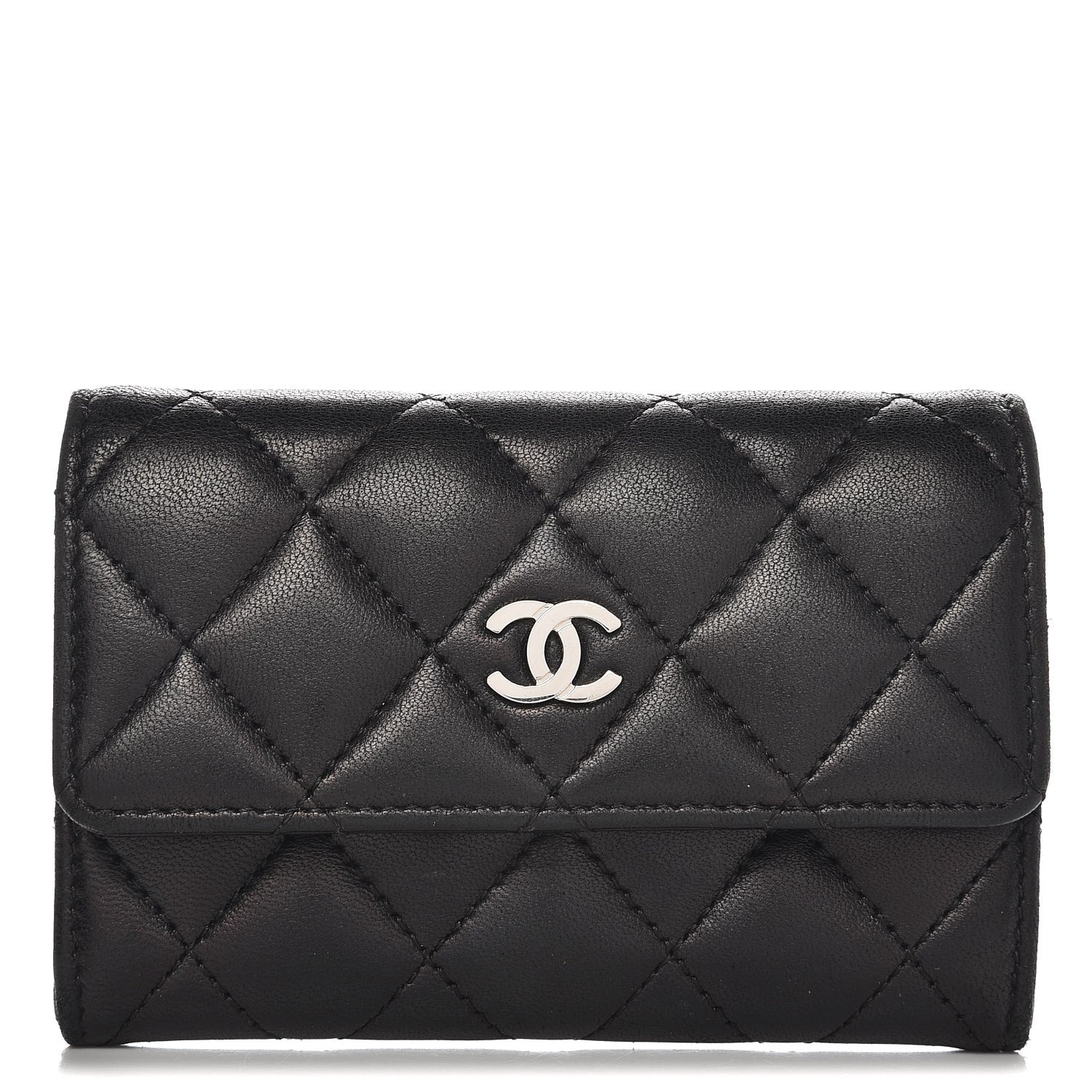 Chanel Lambskin Quilted Flap Card Holder Black 1 of 8
