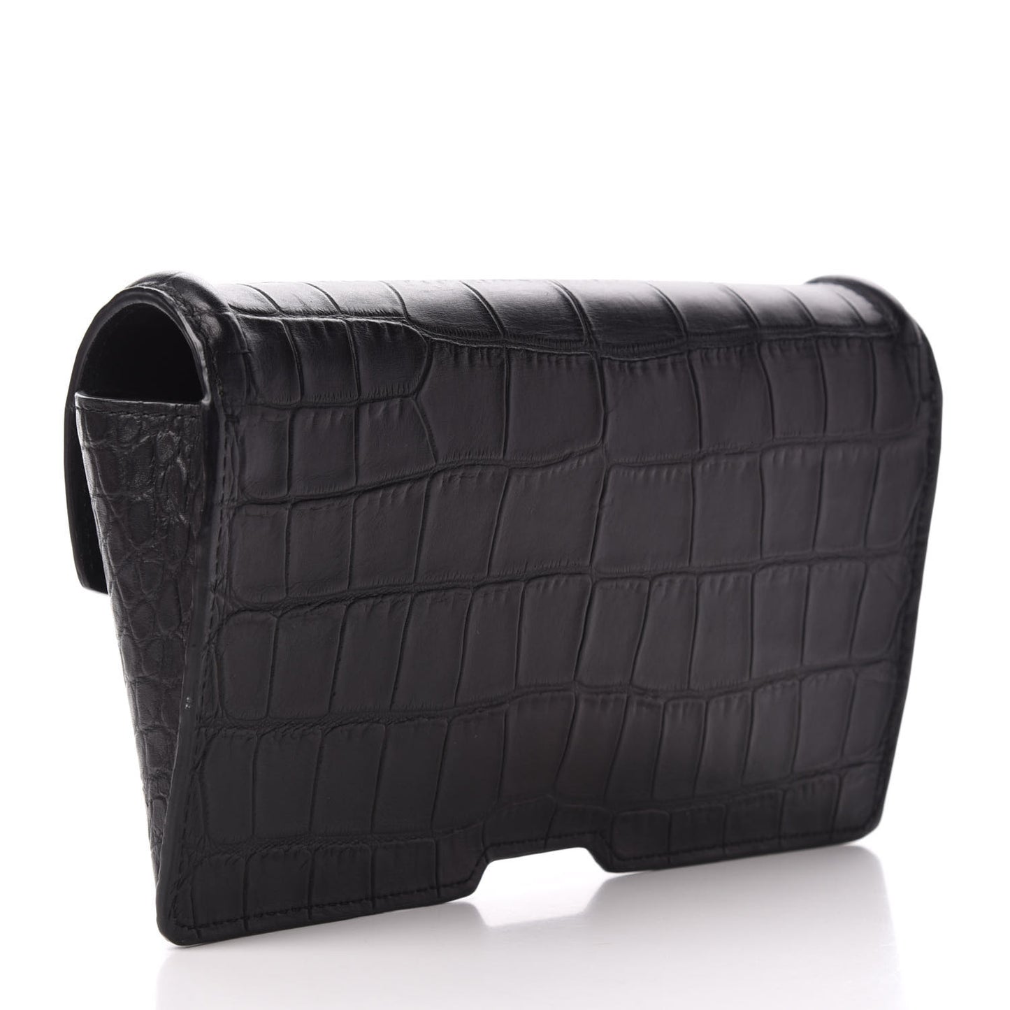 Calfskin Crocodile Embossed Clutch Black